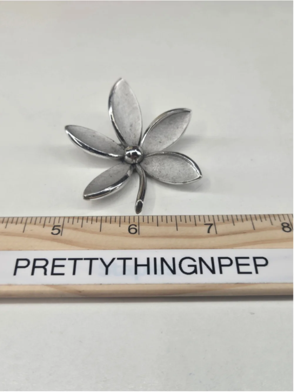 Trifari Alfred Philippe Silver Tone Flower Brooch Botanical Matte Textured